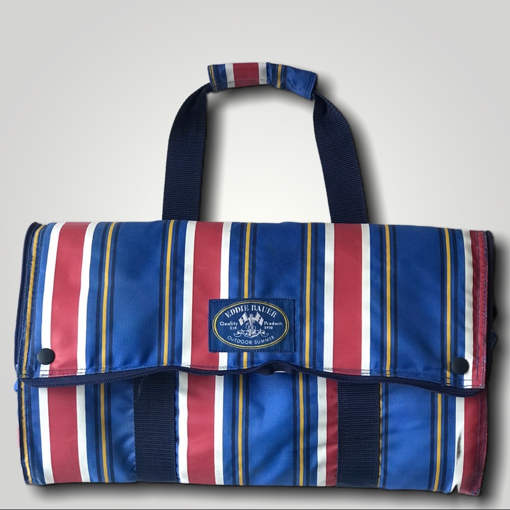 Circa 1995 Eddie Bauer Roll-Up Striped Cooler